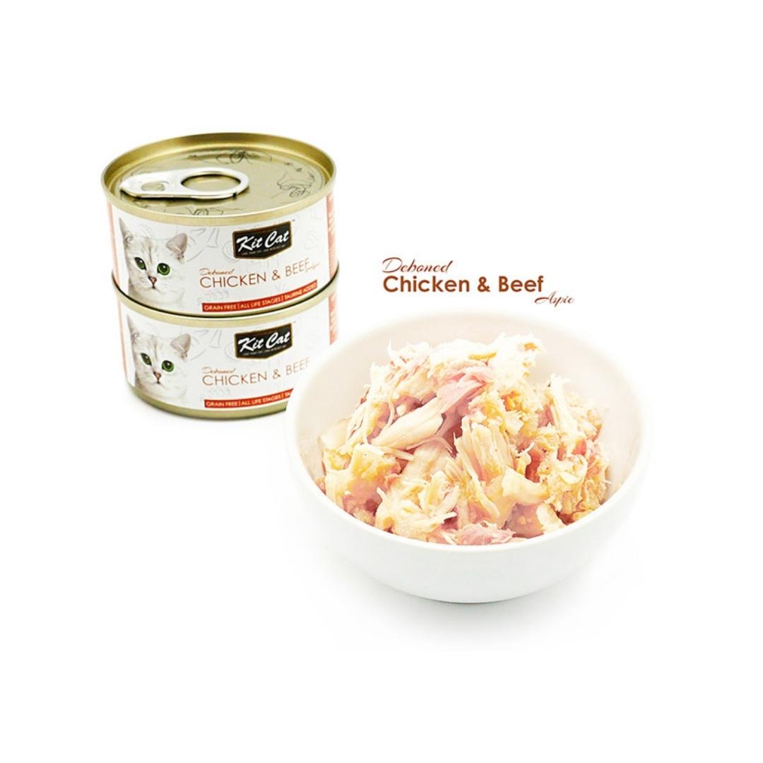 Kit Cat Deboned Chicken & Beef Cat Wet Food - Wholesome Grain-Free Nutrition, 80g - AD