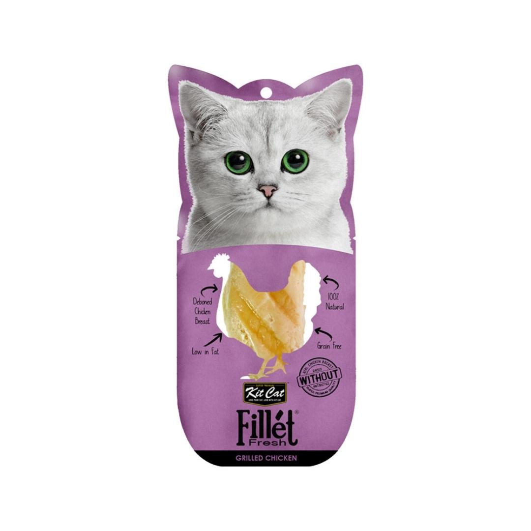 Elevate your cat's snacking experience with Kit Cat Fillet Fresh Grilled Chicken Cat Treats, the ideal choice for cat enthusiasts aiming to provide their furry companions with the finest.