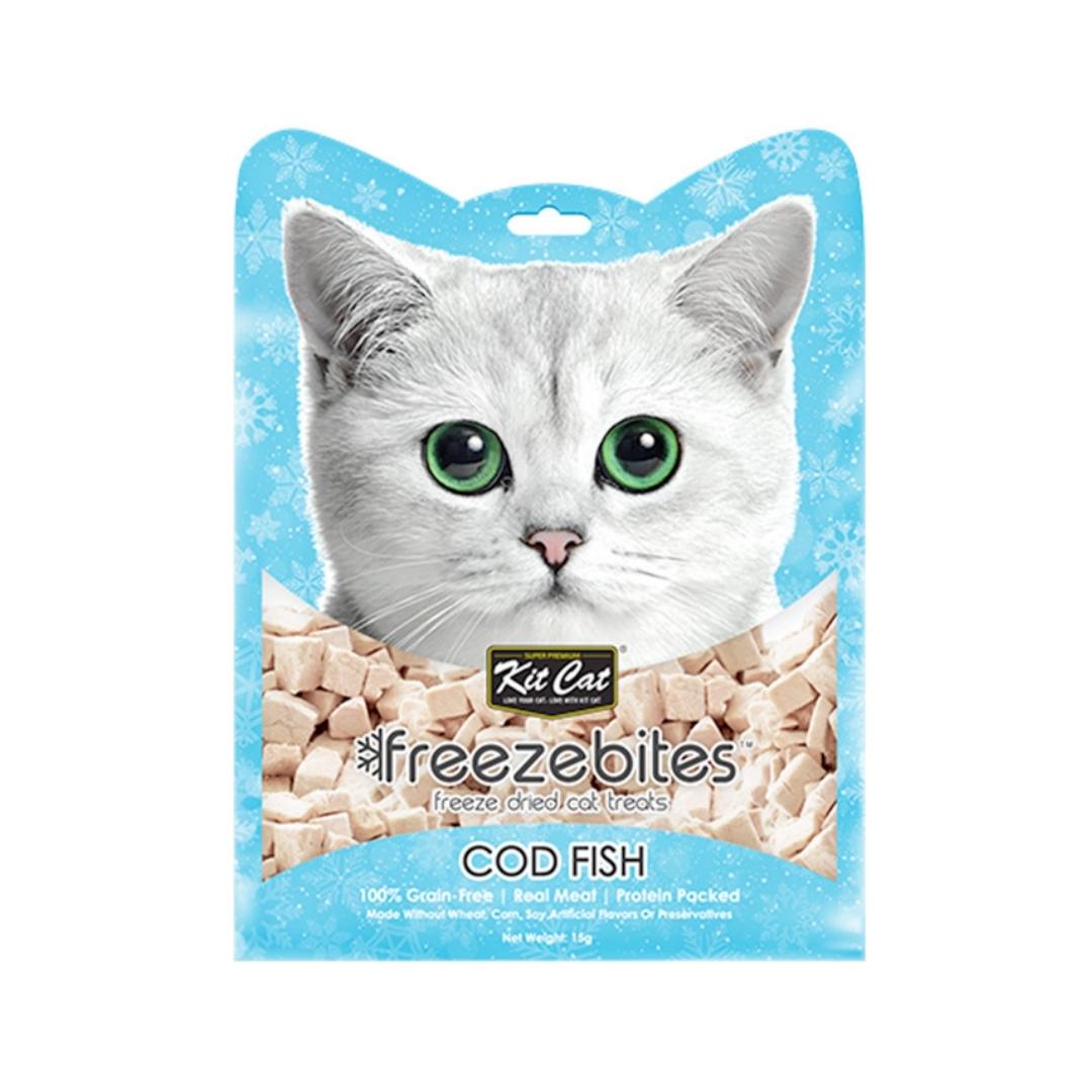 Kit Cat Freeze Bites Cod Fish Cat Treats are grain and gluten-free and contain nothing artificial. Our freeze-baked cat treats are made with only one ingredient, which is 100% Cod Fish.