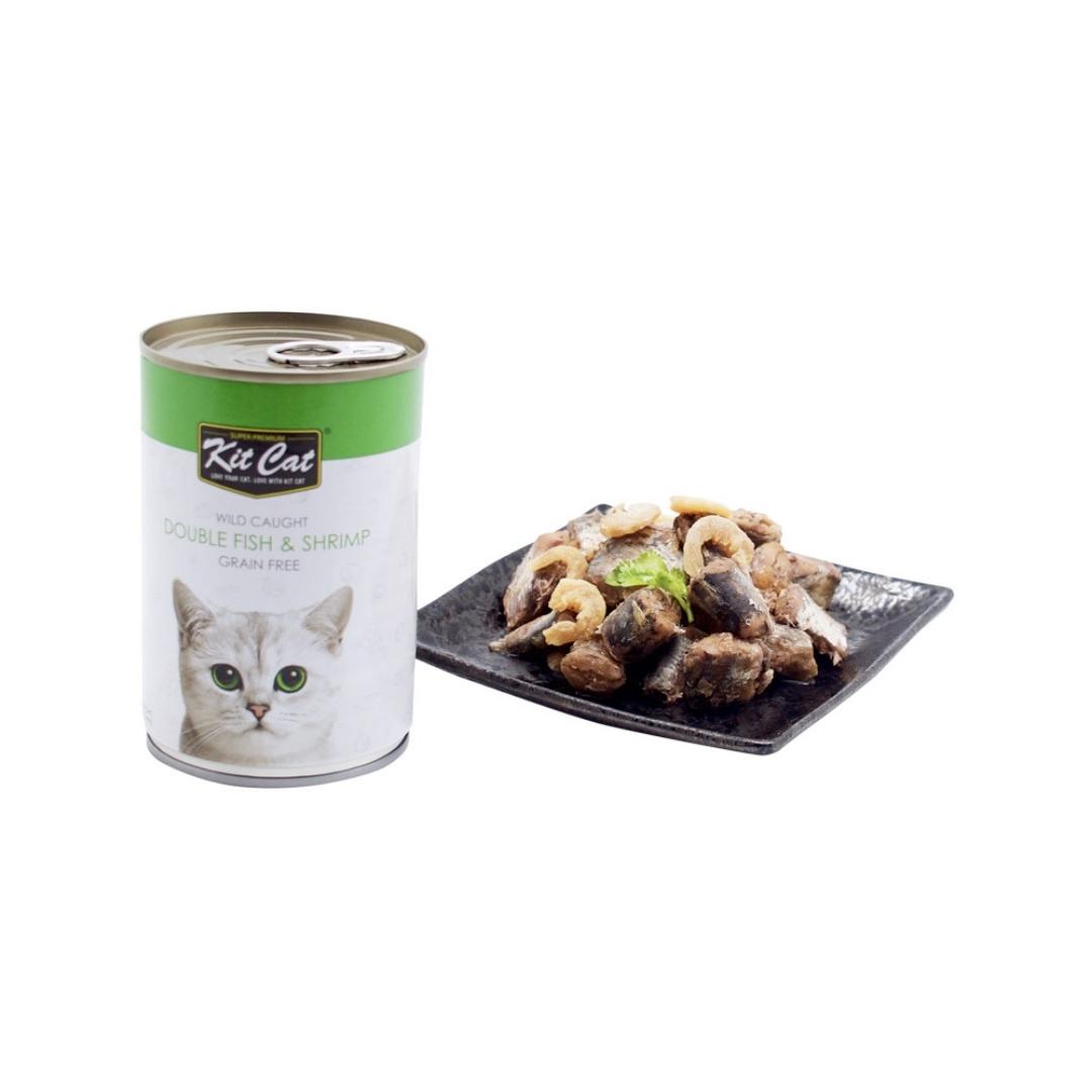 Kit Cat Wild Caught Double Fish & Shrimp Cat Wet Food - Premium Grain-Free Nutrition, 400g - AD