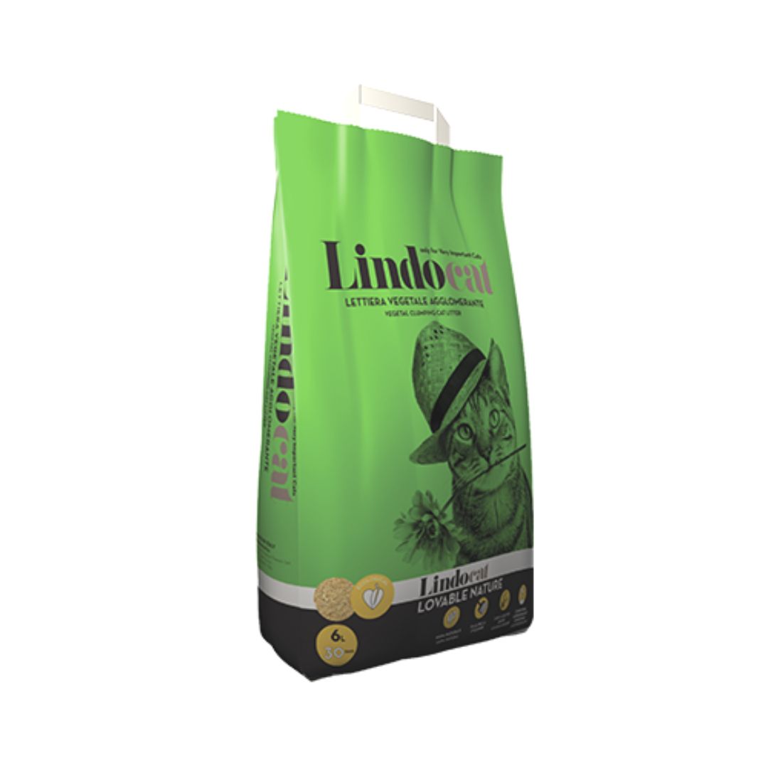 LindoCat Lovable Nature Cat Litter, a 10L bag, is a biodegradable corn cob-based litter with high clumping and odour control. It is eco-friendly and compostable.