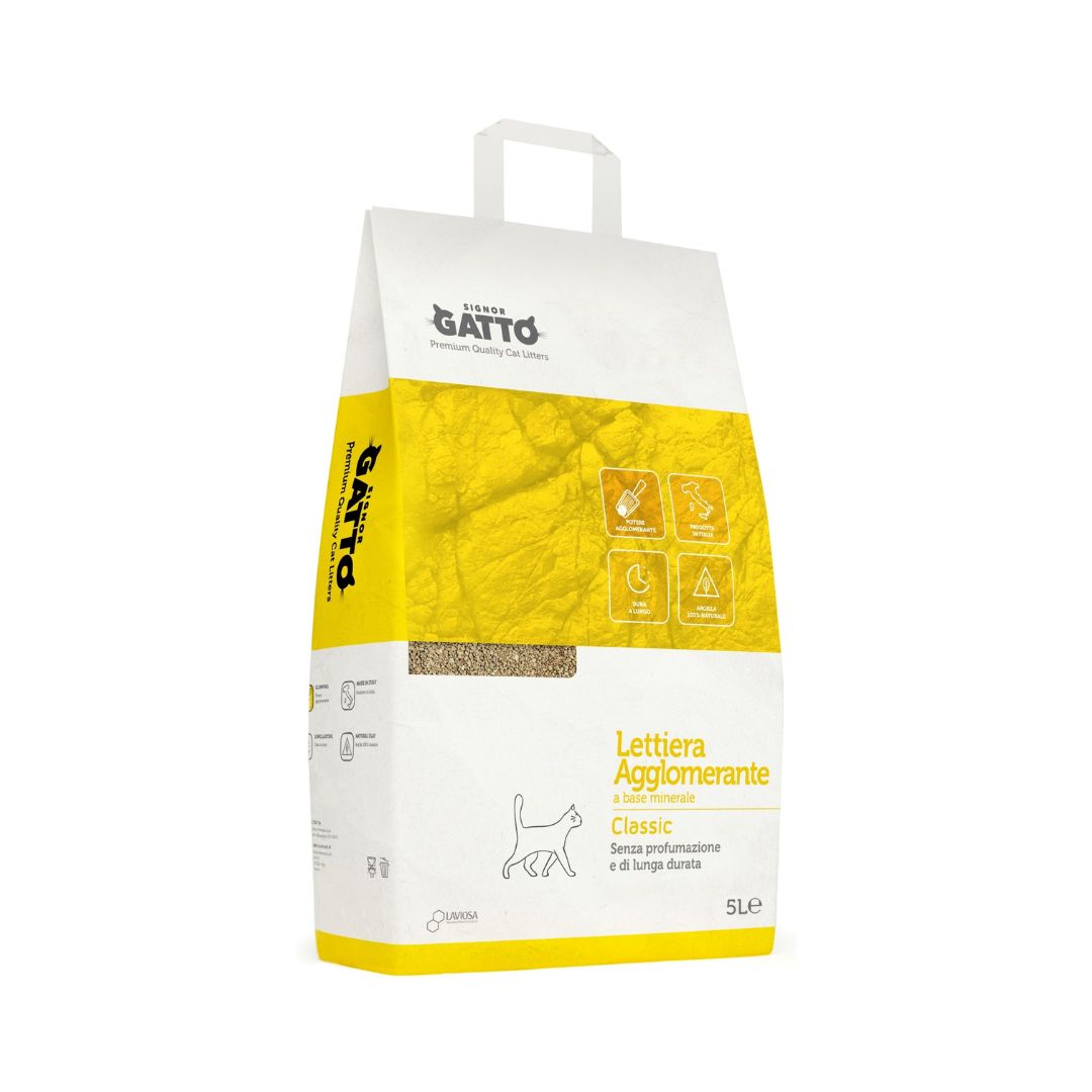 Lindocat Natural Bentonite Signor Gatto Classic Clumping hygienic litter 100% made of natural bentonite.