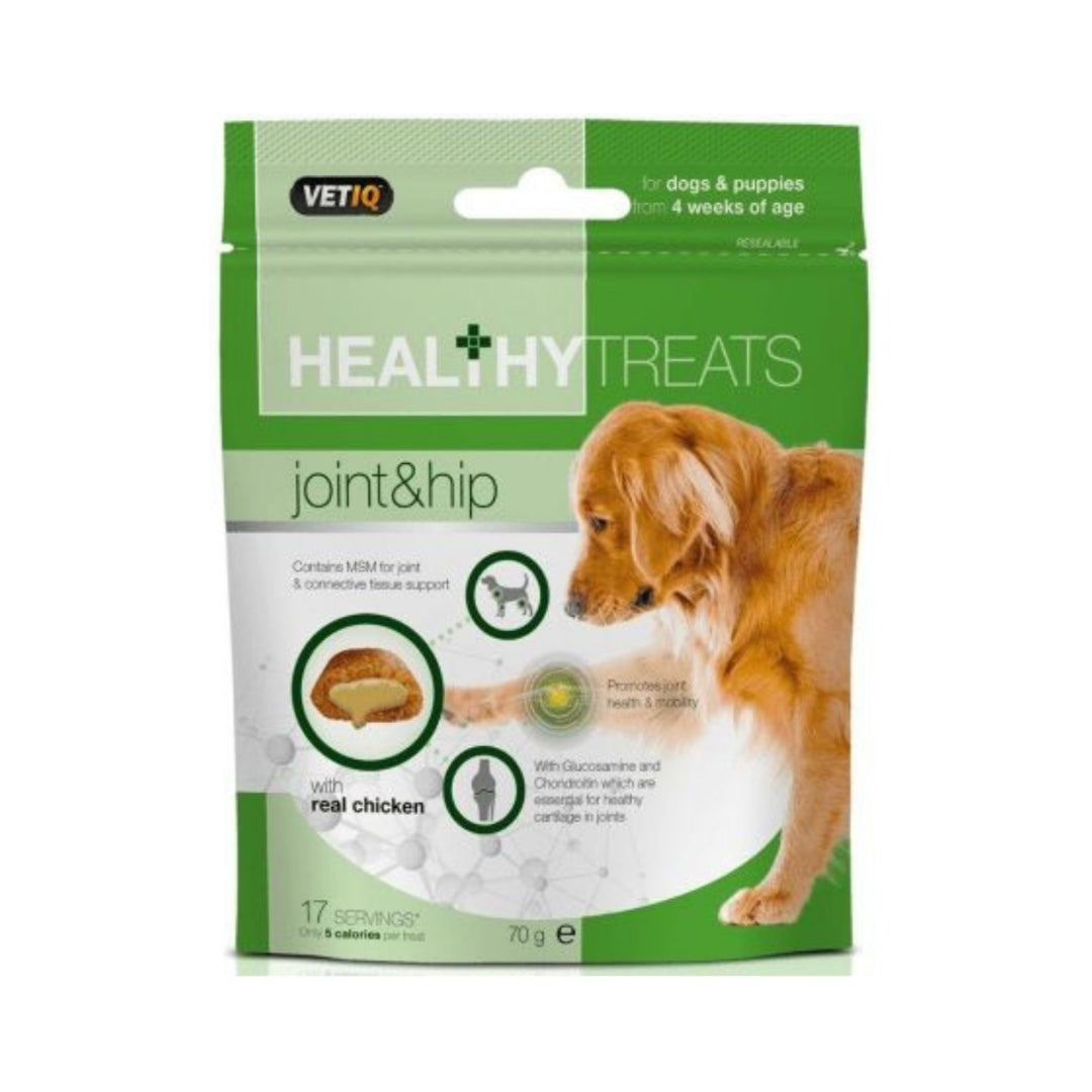 VetIQ Healthy Treats Joint & Hip for Dogs & Puppies - Nourishing Joint Support for Your Beloved Pet. Front Bag
