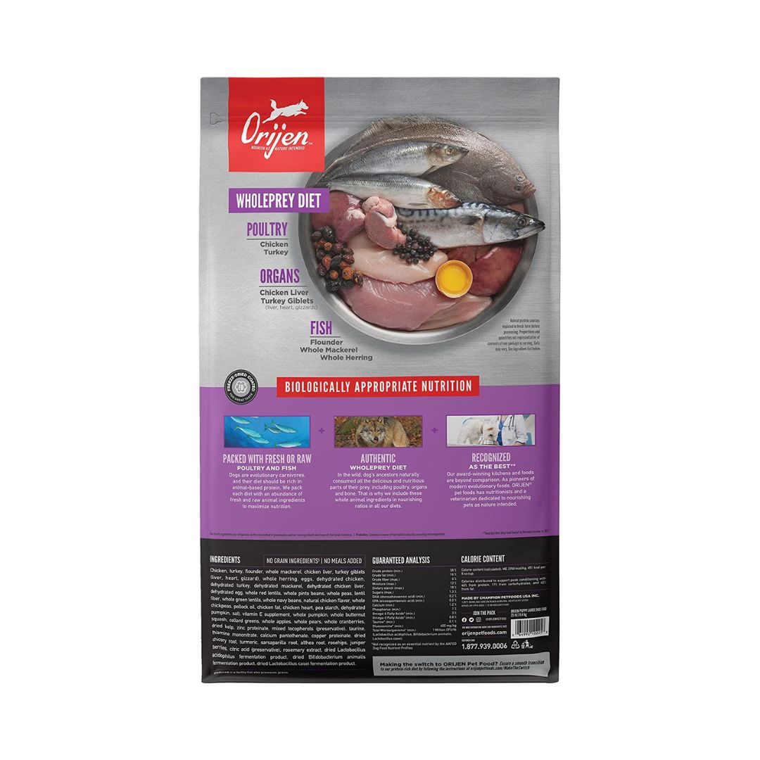 Orijen Puppy Large Dry Food Rich in protein for large breed muscle mass and calorie-limited to promote healthy weight and reduce stress on developing bones and joints 2.