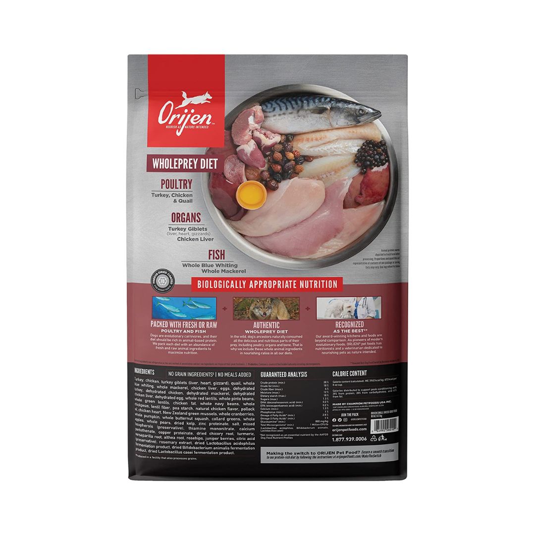 Orijen Small Breed Dog Dry Food, Your small-breed dog has specific nutritional needs and requires a biologically appropriate diet to thrive 2.