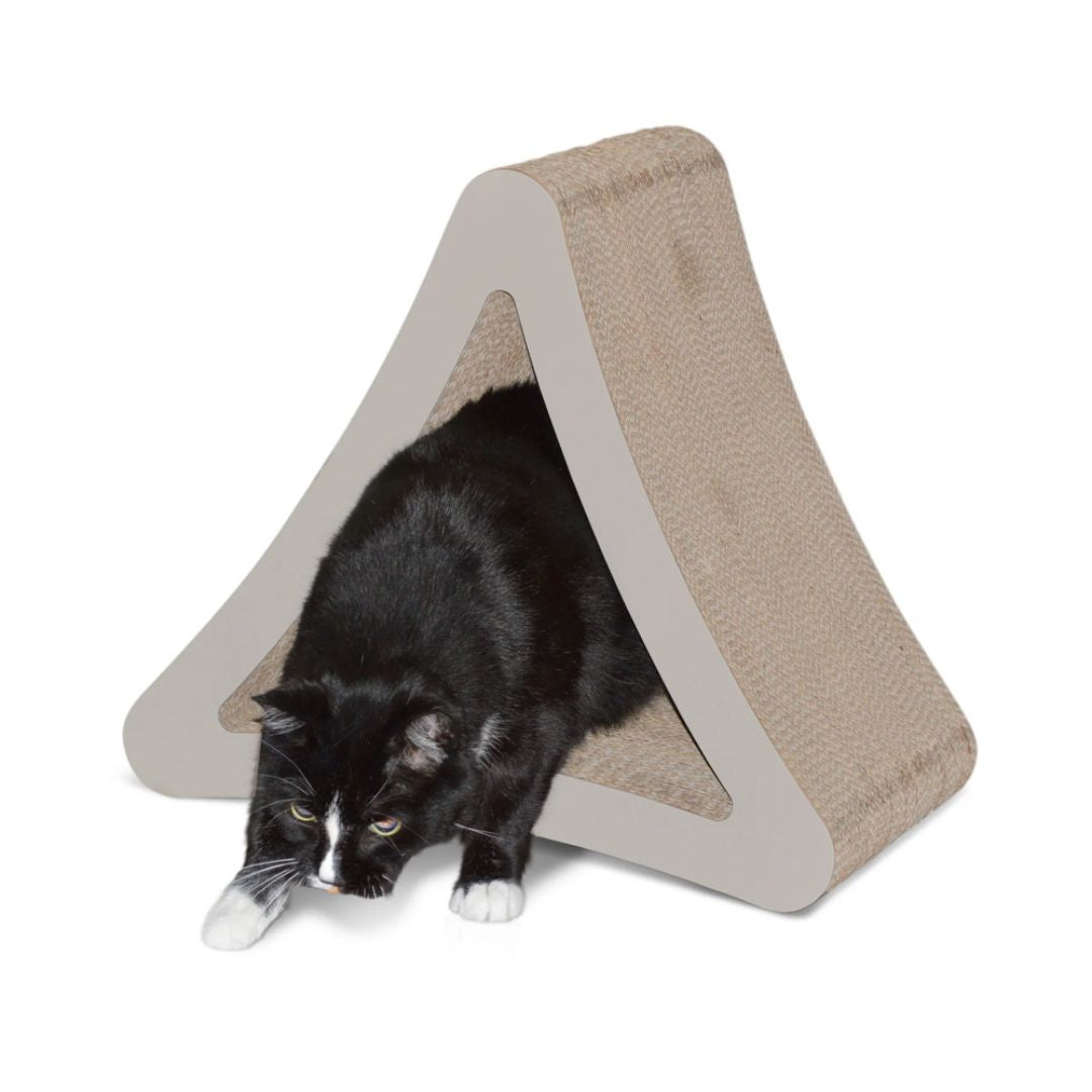 PetFusion’s 3-sided Vertical Cat Scratching Post offers an attractive alternative to cats that prefer both vertical and cardboard scratching.