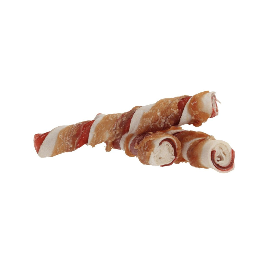 Pets Unlimited Tricolor Chewy Sticks Chicken Dog Treats these tricolor chew sticks come in 3 medium pieces. Beef chew sticks wrapped in flavorsome chicken that your dog will enjoy 2.