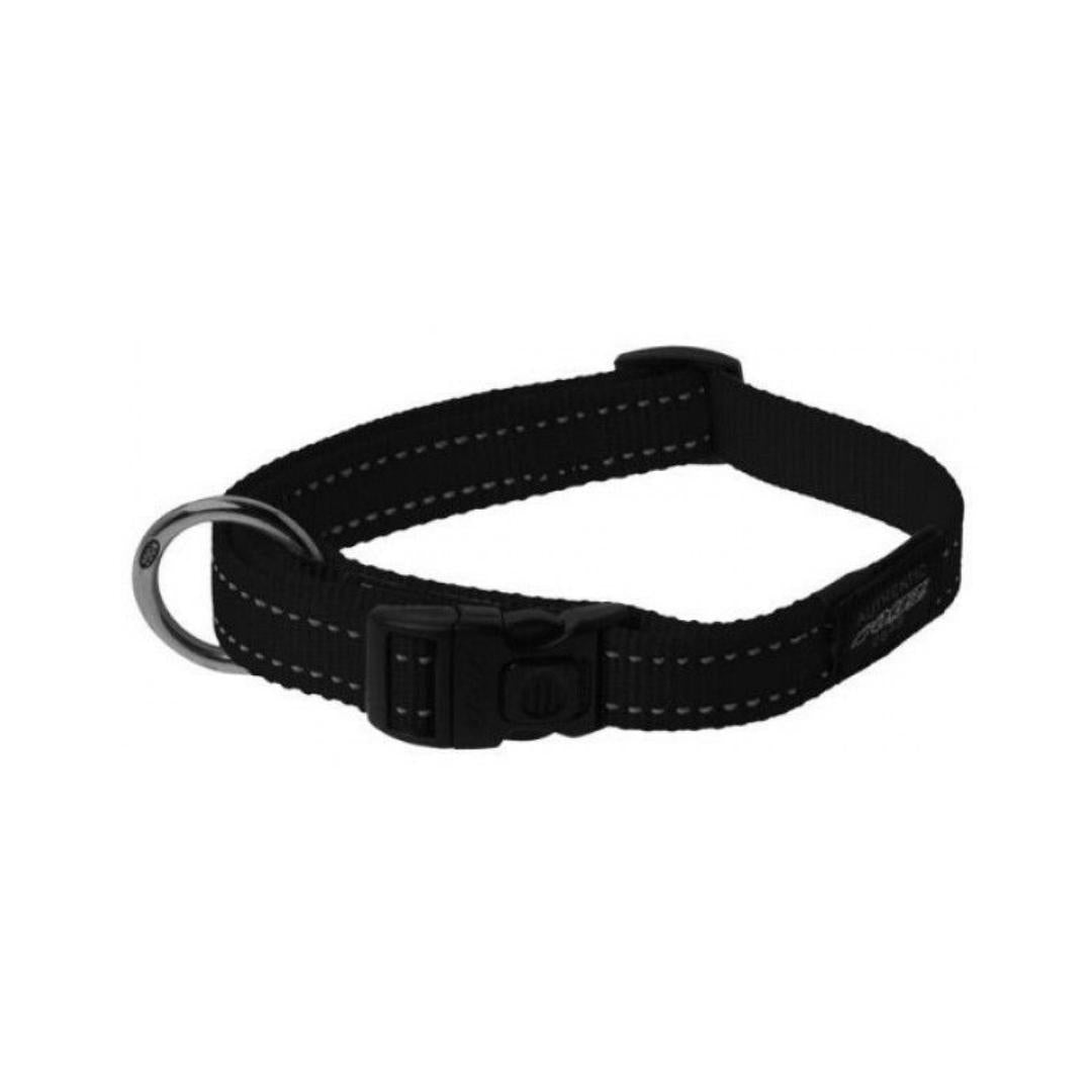 Rogz Utility Reflective Stitching Dog Collar Black Petz.ae