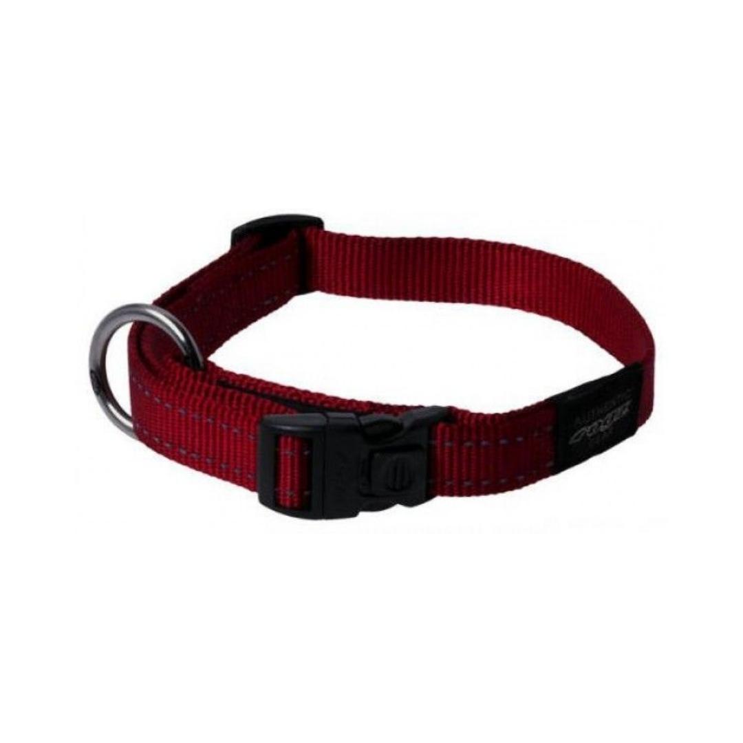 Rogz Utility Reflective Stitching Dog Collar Red Petz.ae