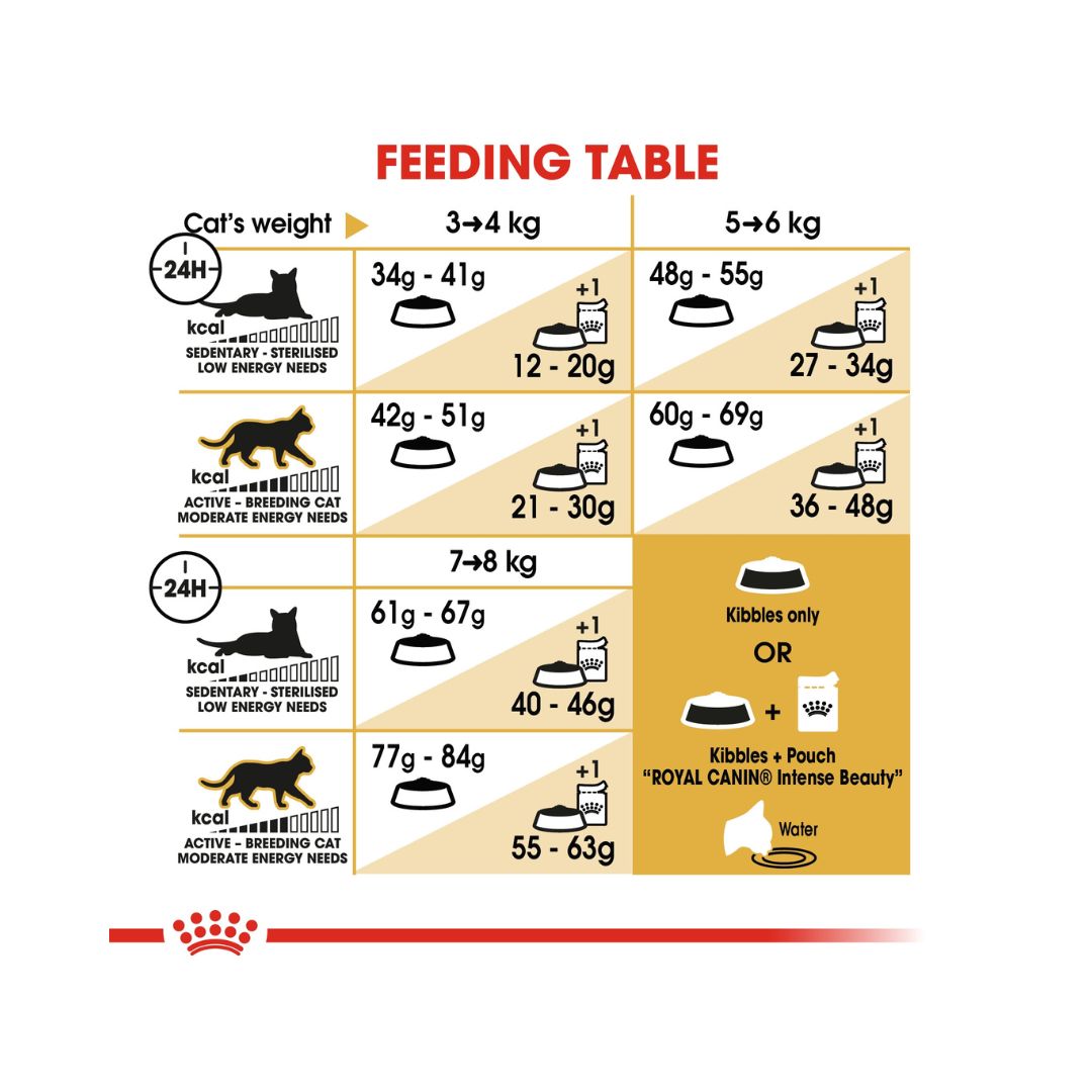 Royal Canin Bengal Adult Cat Dry Food - 2kg pack. Feeding Guide