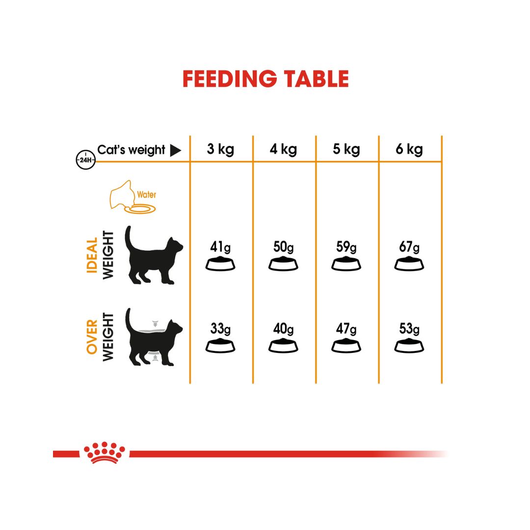 Royal Canin Hair & Skin Dry Cat Food - Feeding guide