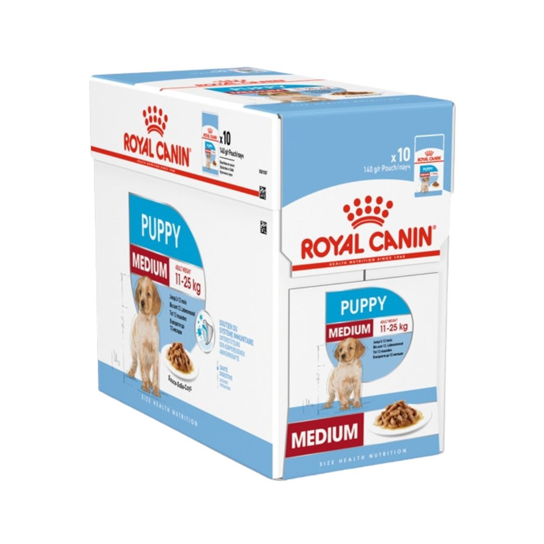 Royal Canin Medium Puppy Gravy Wet Food - Wet food in gravy for medium-sized puppies- Full Box