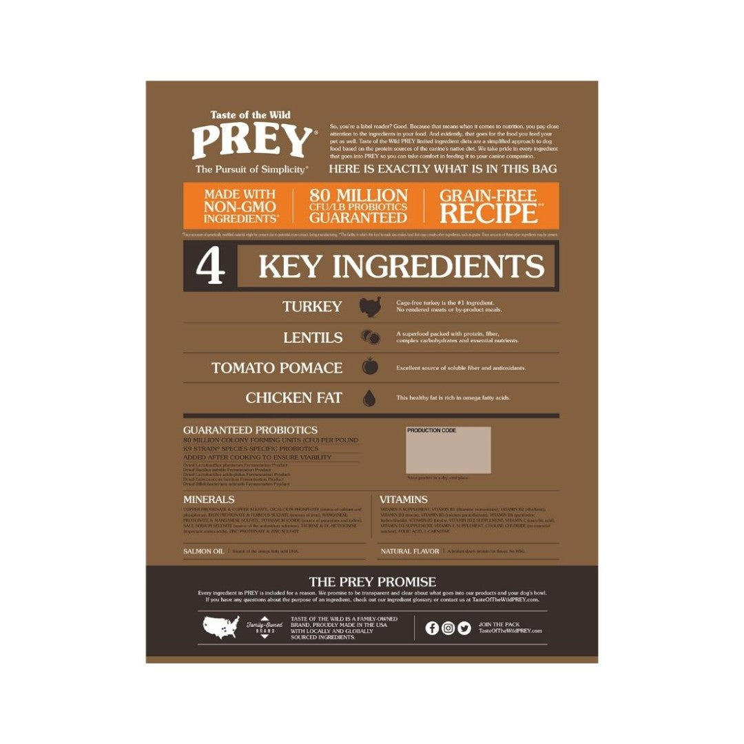 Taste of the Wild PREY Turkey Limited Ingredient Recipe Dog Dry Food - product image 3