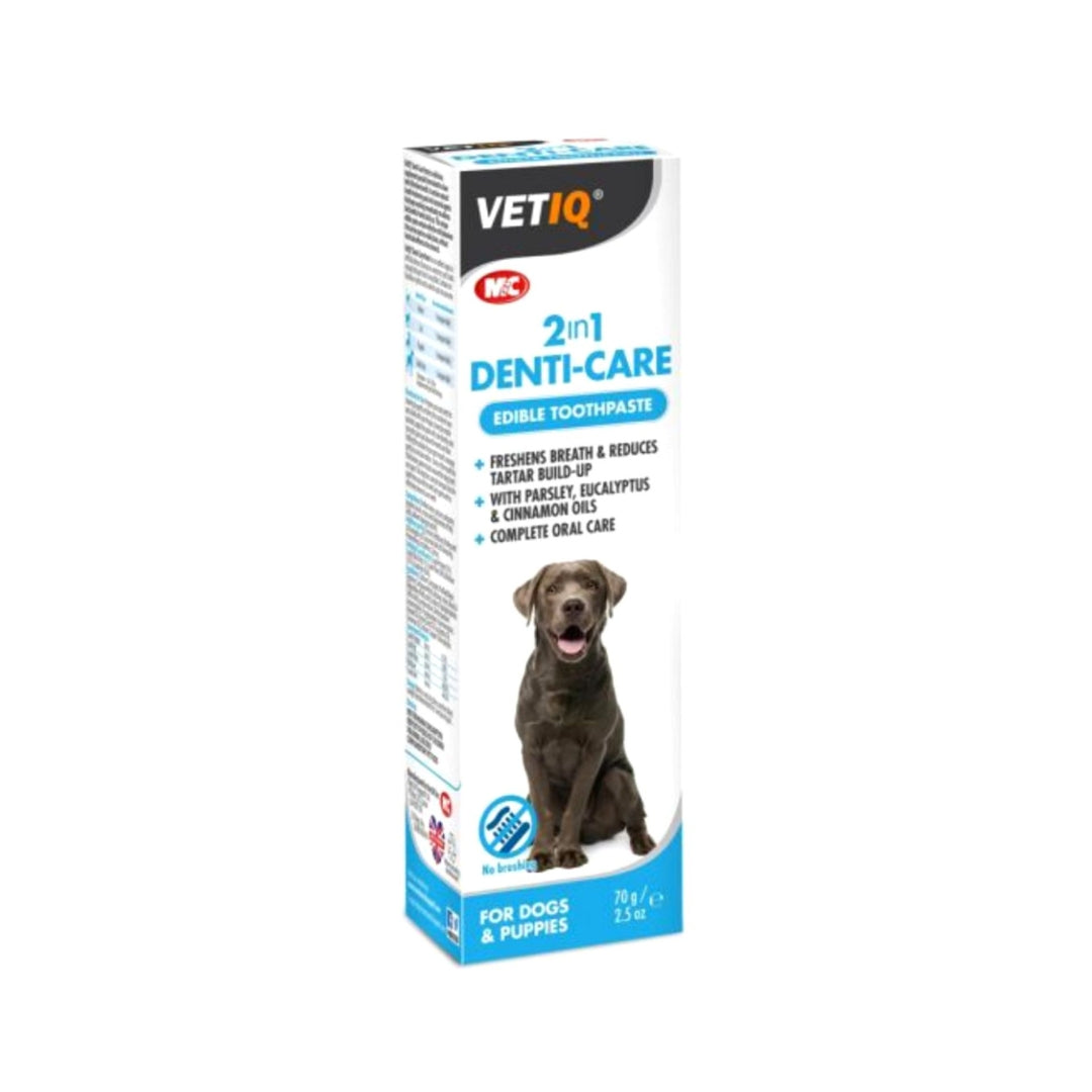 VetIQ 2in1 Denti-Care Edible Toothpaste for Dogs & Puppies - Fresh Breath and Healthy Teeth for Your Furry Friend - Box