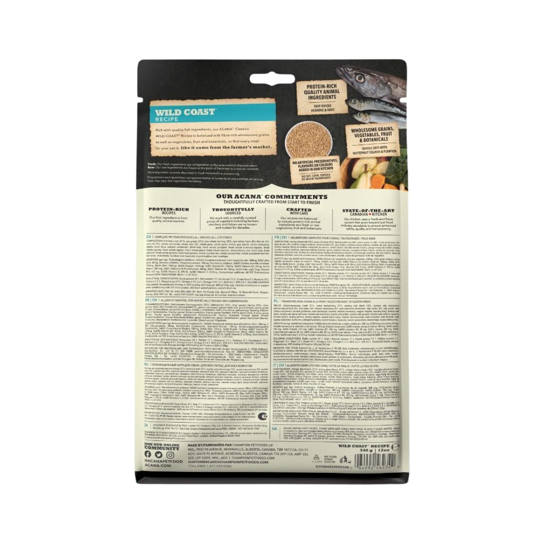 Acana Wild Coast Dog Dry Food - Premium Fish-Based Nutrition for Dogs - Back bag