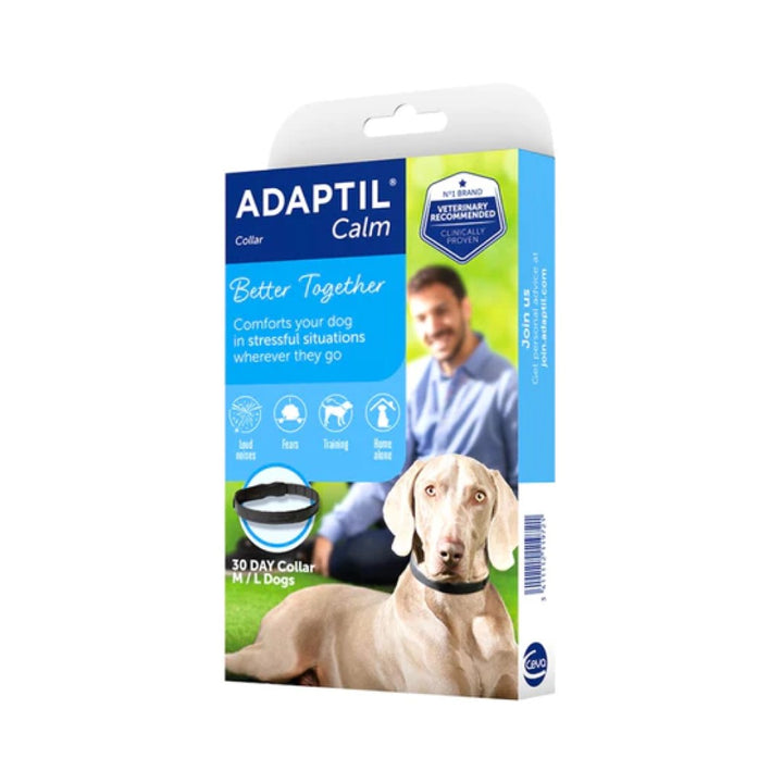 Image of ADAPTIL Calm On-The-Go Collar - A calming collar for dogs that helps manage anxiety and stress with continuous support for up to 4 weeks.