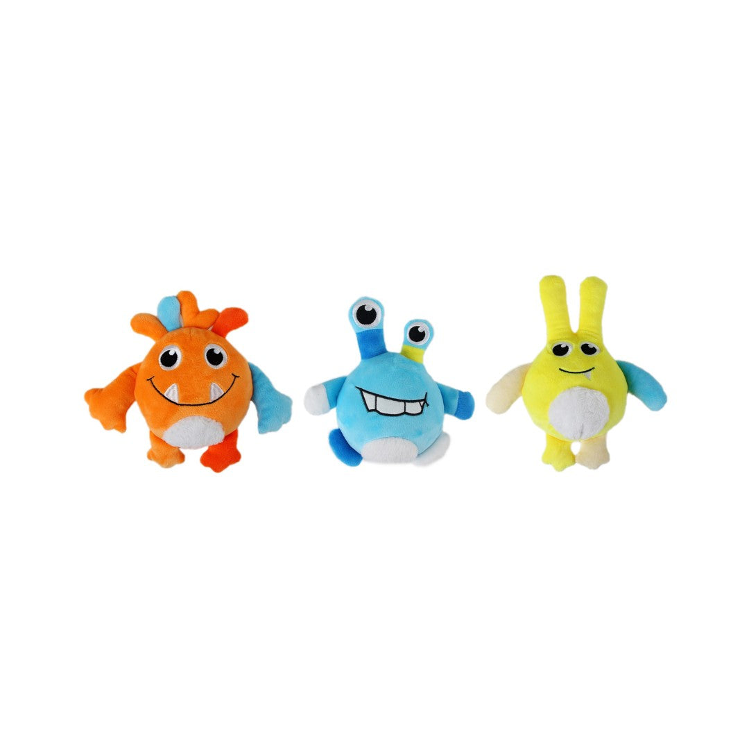 All For Paws Ball Monster Treasure Box Assorted contains 24 dog toys with different textures, colors, and sounds that will entertain your furry friend for hours - Colors.