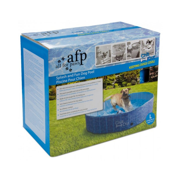 All For Paws splash and fun dog swiming pool. Made from durable PVC, this pool is built to last and folds down easily for convenient storage Large Size Box.