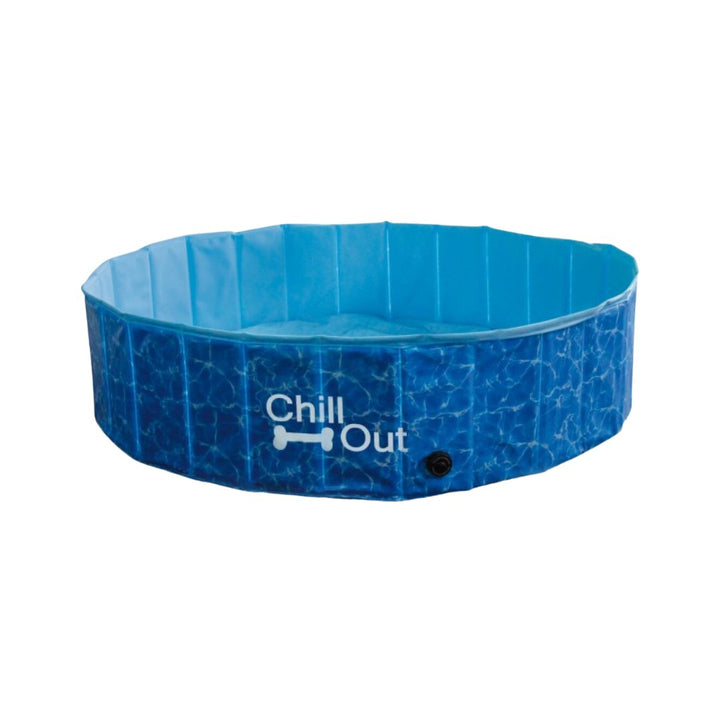 All For Paws splash and fun dog swiming pool. Made from durable PVC, this pool is built to last and folds down easily for convenient storage Medium Size.