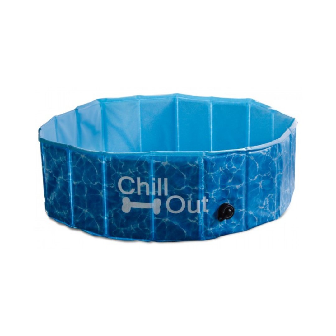 All For Paws splash and fun dog swiming pool. Made from durable PVC, this pool is built to last and folds down easily for convenient storage Small Size.
