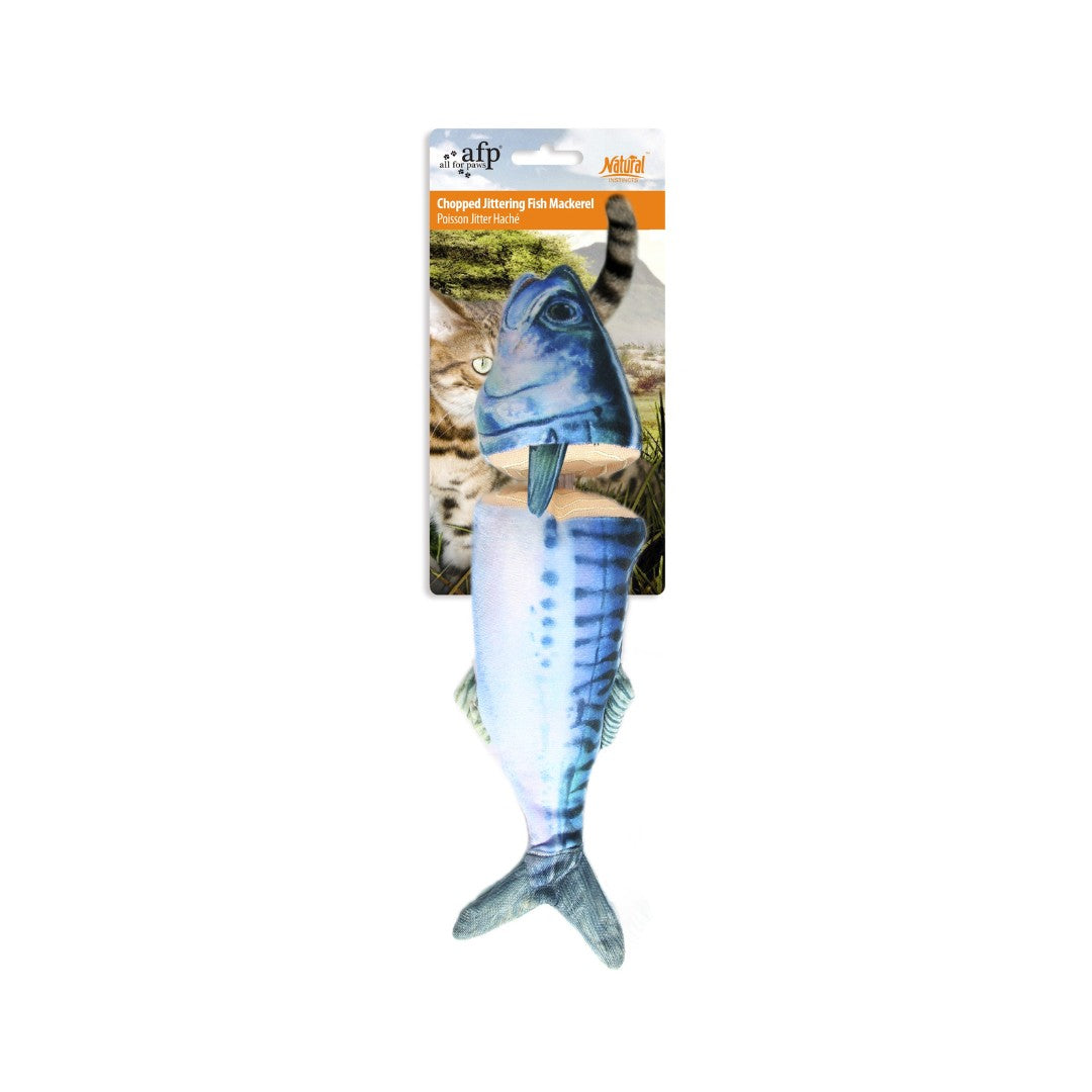 The All For Paws Chopped Mackerel Cuddler Cat Toy stimulates your cat's playful instincts and encourages pouncing and playing. 