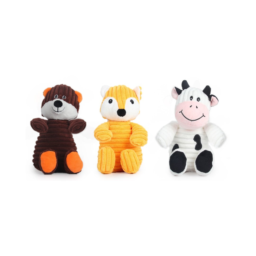 All For Paws Corduroy Treasure Box comprises 24 pieces of dog toys that come in various textures, colors, and sounds, ensuring your dog never gets bored- Actual Toys.