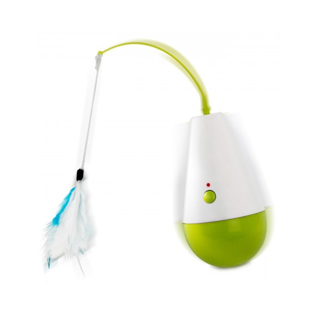 All For Paws Culbuto is a cat toy designed to exercise and reduce cat stress. The exercise stimulator comes with a wireless remote control Actual Toy.
