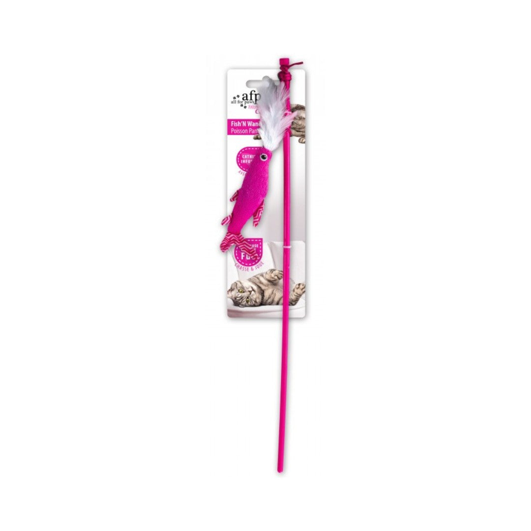 All For Paws Fish'N Wand Cat Toy! Watch as your feline friend leaps, bounds, and chases this fish-shaped toy to their heart's content - Pink Color.