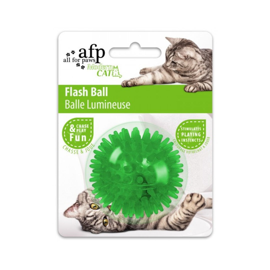 The All For Paws Flash Ball Cat Toy is enjoyable and stimulating for pets and their owners Green Color. 