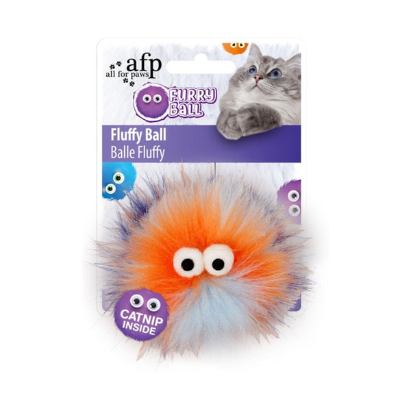 The All For Paws Fluffy Ball is a cat toy in multiple colors. Its colorful and fluffy appearance will surely be a hit with cats who enjoy such toys Orange Color.