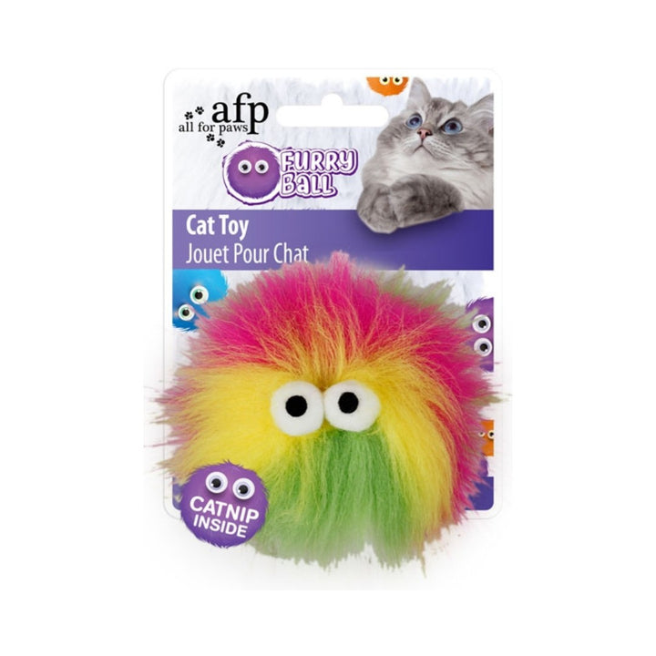 The All For Paws Fluffy Ball is a cat toy in multiple colors. Its colorful and fluffy appearance will surely be a hit with cats who enjoy such toys Pink Color.