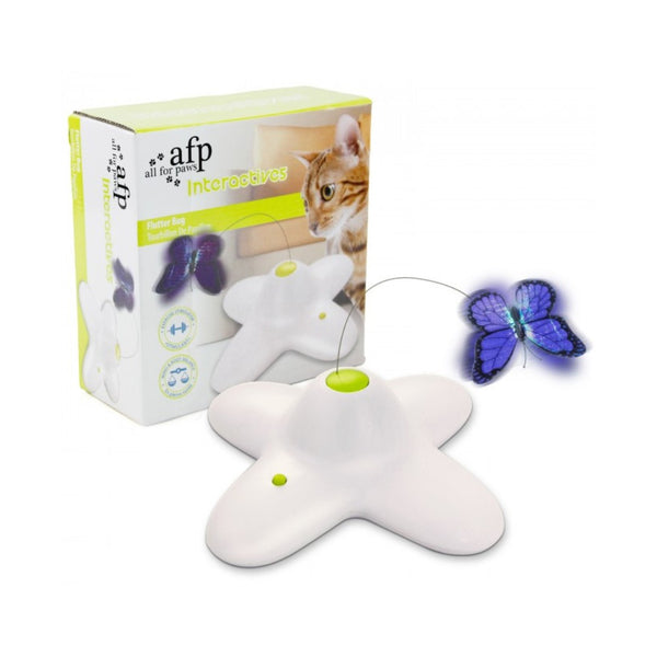 All For Paws Flutter Bug! This shiny butterfly will provide hours of entertainment as your cat tries to catch it.