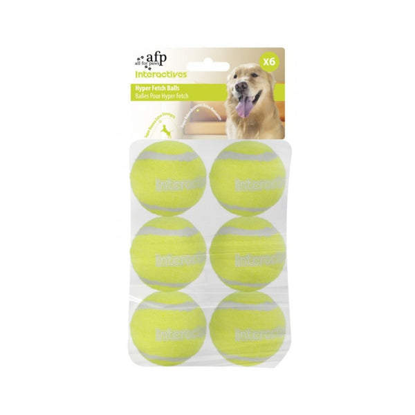 All For Paws Interactive Hyper Fetch Tennis Balls! This set comes with six durable balls that are perfect for use with the hyper fetch game.