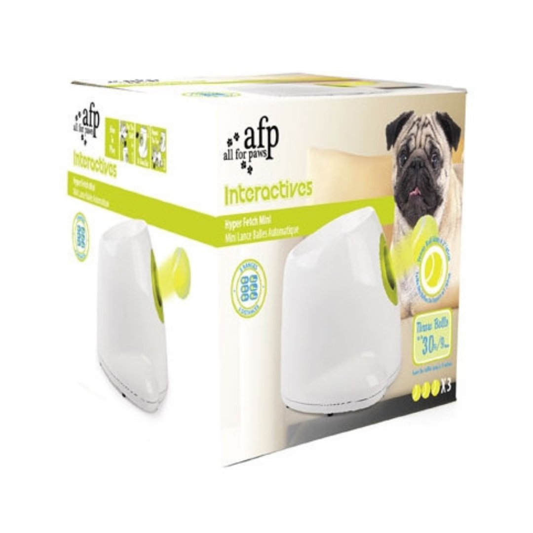 All For Paws Interactive Maxi Hyper Dog Ball Fetch Toy is designed for dogs who love to play fetch. A dog can enjoy playing their favorite game even when you're not home - Box.