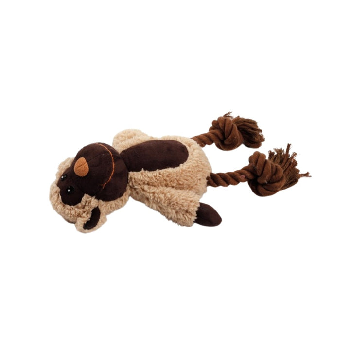 All For Paws Lambswool Cuddle Knot Monkey Dog Toy. This toy is crafted from soft faux suede, lamb plush, and ropes, offering a delightful tactile sensation to your pup - Flat. 