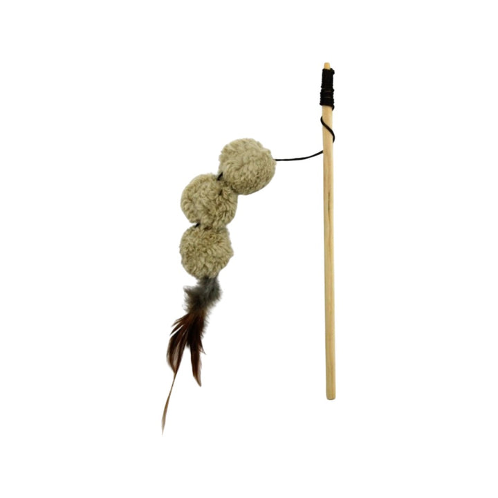 All For Paws Lambswool Lamb Kebab Wand in brown is a fun toy for cats that will surely grab their attention - Brown Color - Full.