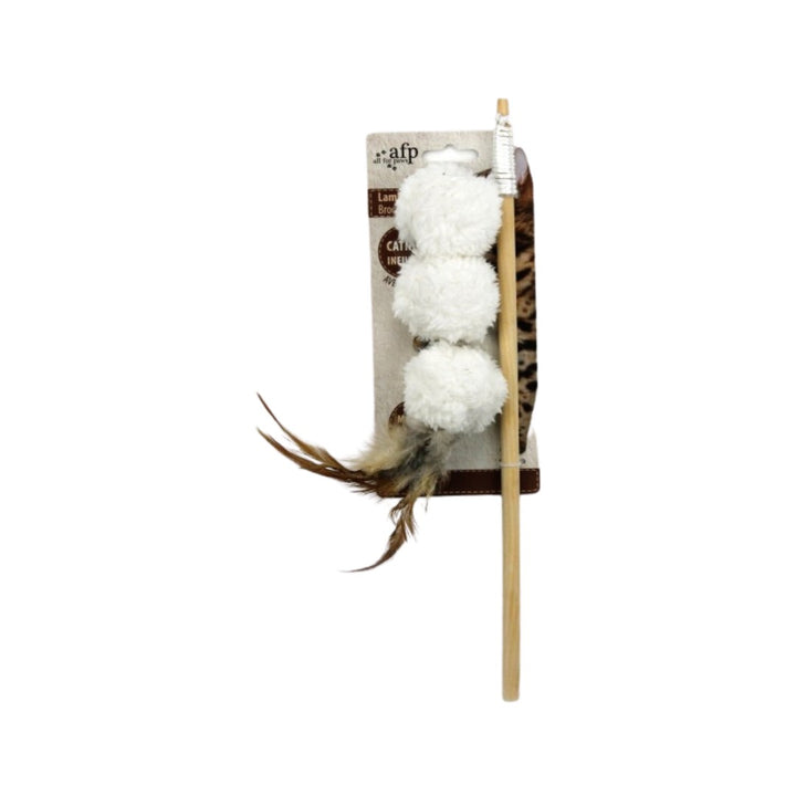 All For Paws Lambswool Lamb Kebab Wand in brown is a fun toy for cats that will surely grab their attention - White Color.