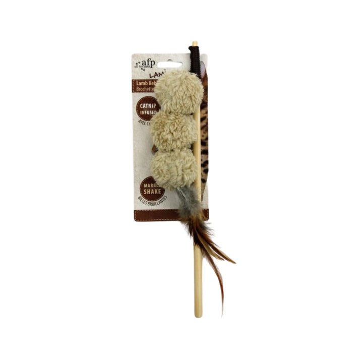 All For Paws Lambswool Lamb Kebab Wand in brown is a fun toy for cats that will surely grab their attention - Brown Color.