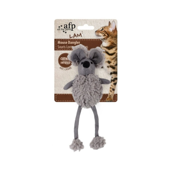 All For Paws Lambswool Mouse Dangler Cat Toy - watch your cat playfully jump, pounce, and chase after it to their heart's desire - Grey Color. 