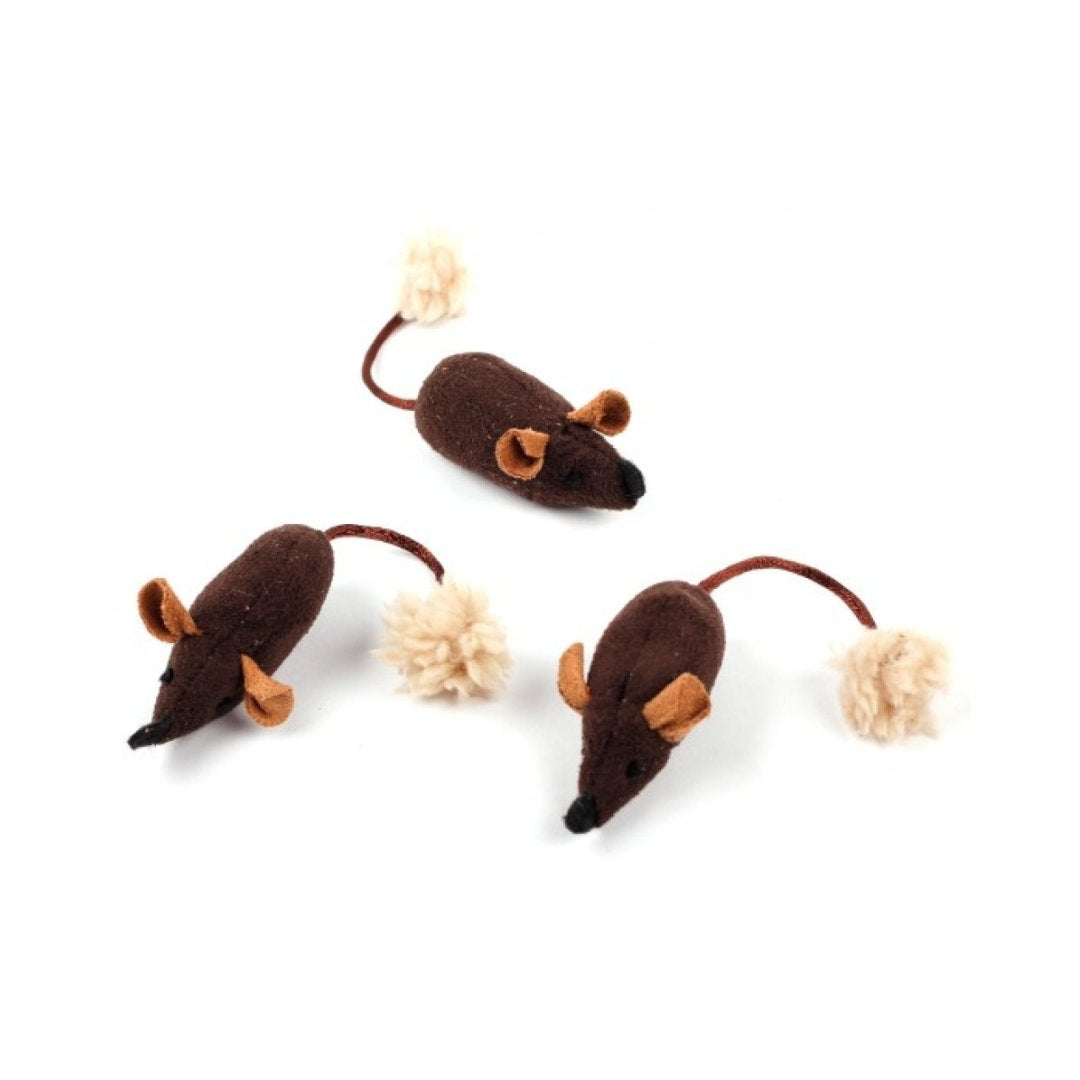 All For Paws Lambswool The Triplets Cat Toy, With catnip infused, the wonderful smell encourages the cat's playing instinct Brown Color Full.