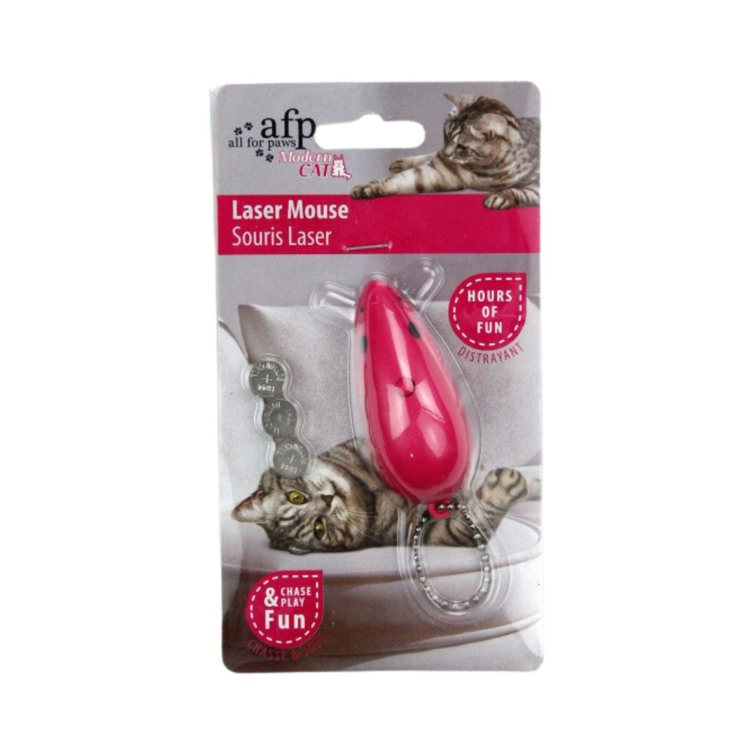 The All For Paws Laser Mouse Cat Toy stimulates your cat's hunting instincts. The mouse moves quickly on the floor with an LED light on its nose to encourage tracking Pink. 