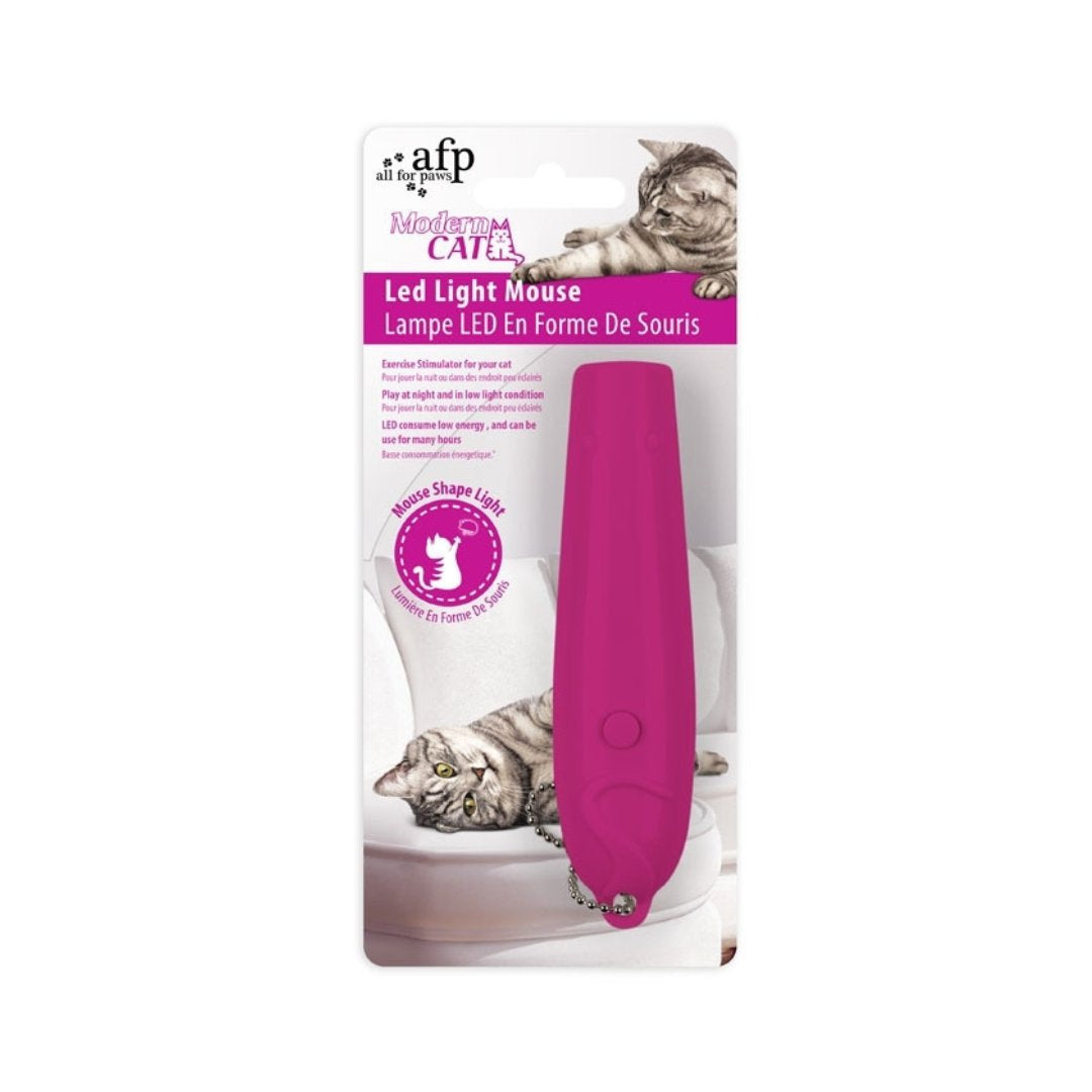 All For Paws Led Light Mouse Cat Toys are designed to stimulate your cat's hunting instincts by featuring a mouse that scurries along the floor and around obstacles - Pink Color.