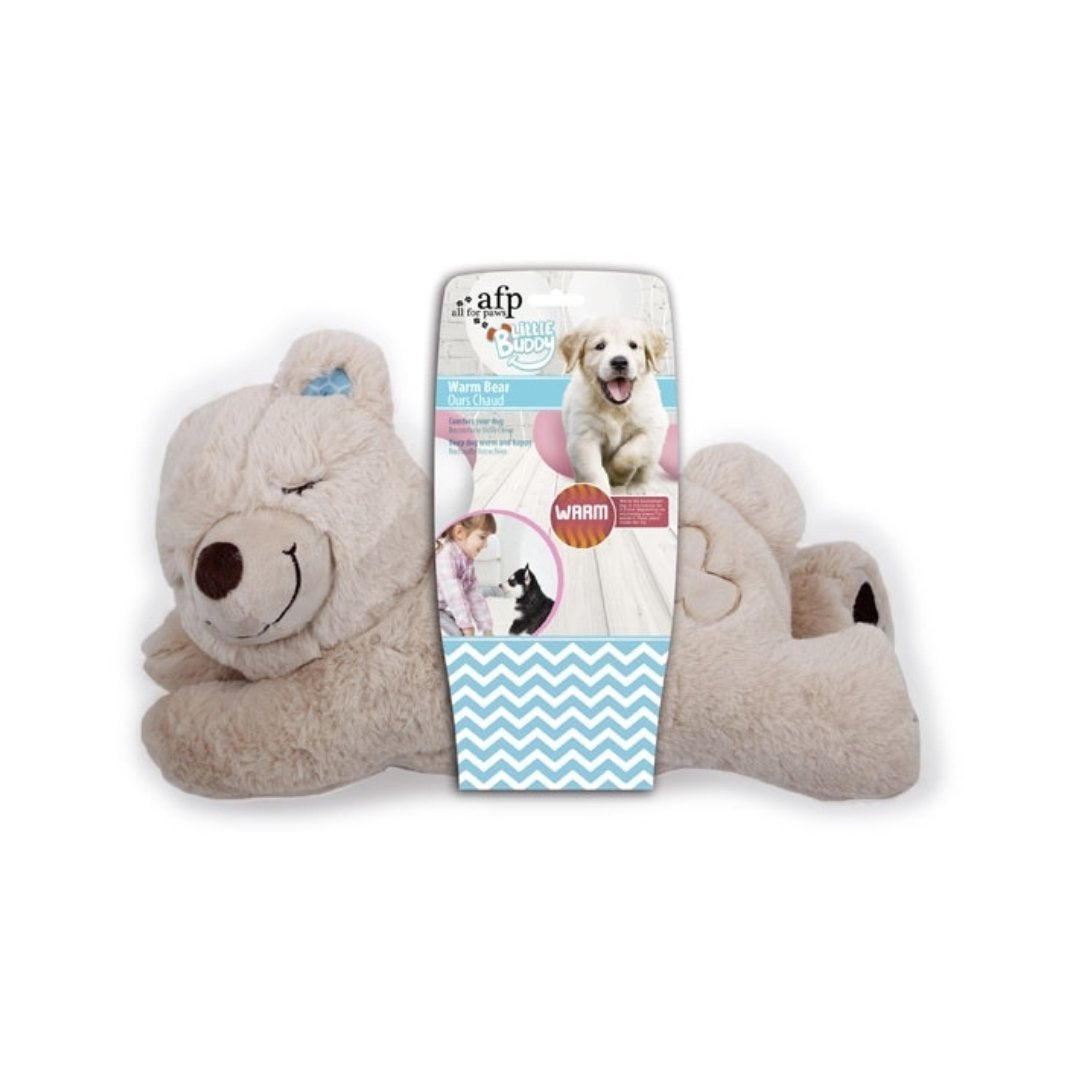 All For Paws Little Buddy Warm Bear Dog Toy is designed to provide your pet warmth and comfort. Warm up the bag of tourmaline in a microwave and insert it into the toy. 