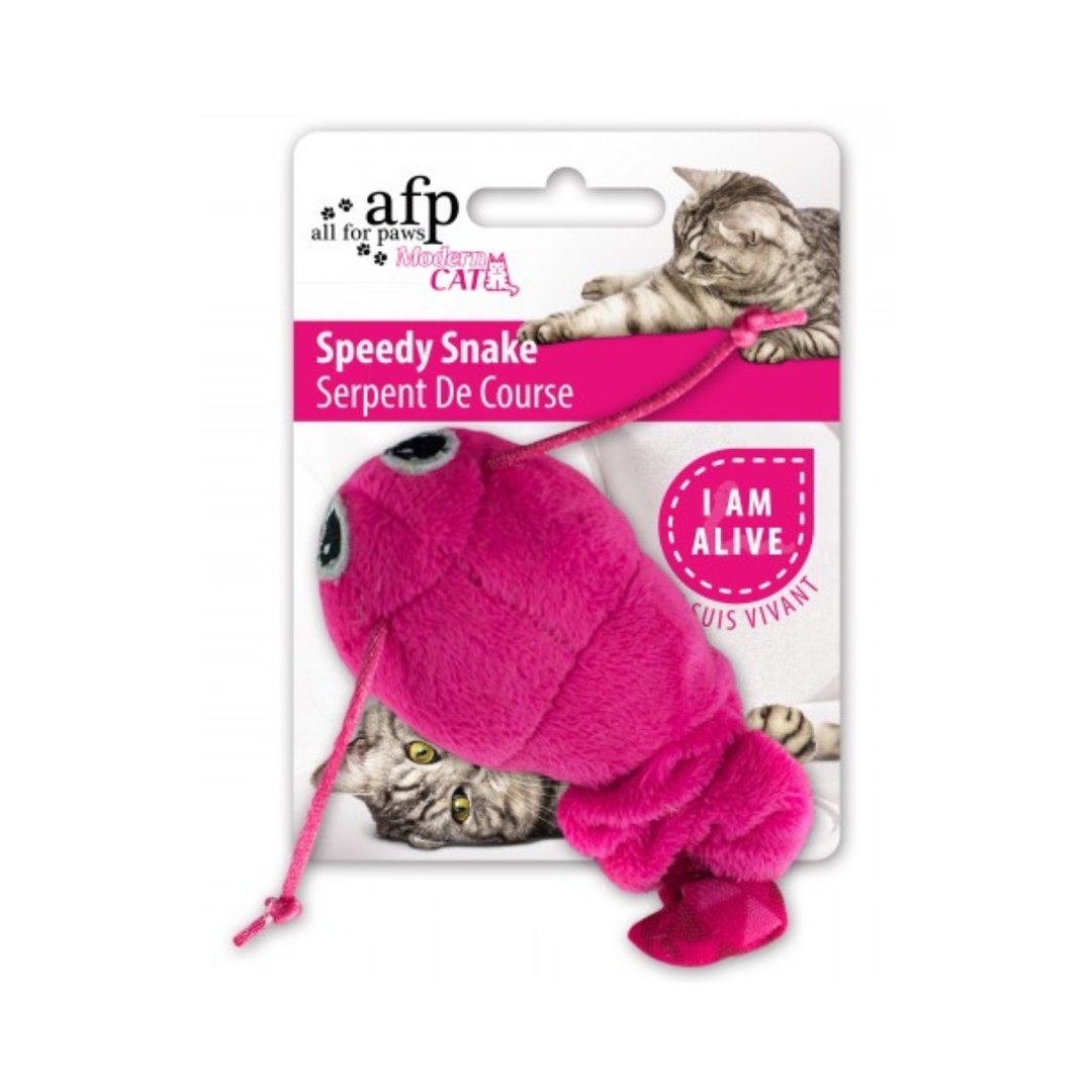 All For Paws Speedy Snake Cat Toy! This blue cat toy features a crinkle sound and premium catnip that naturally attracts cats - Pink Color.