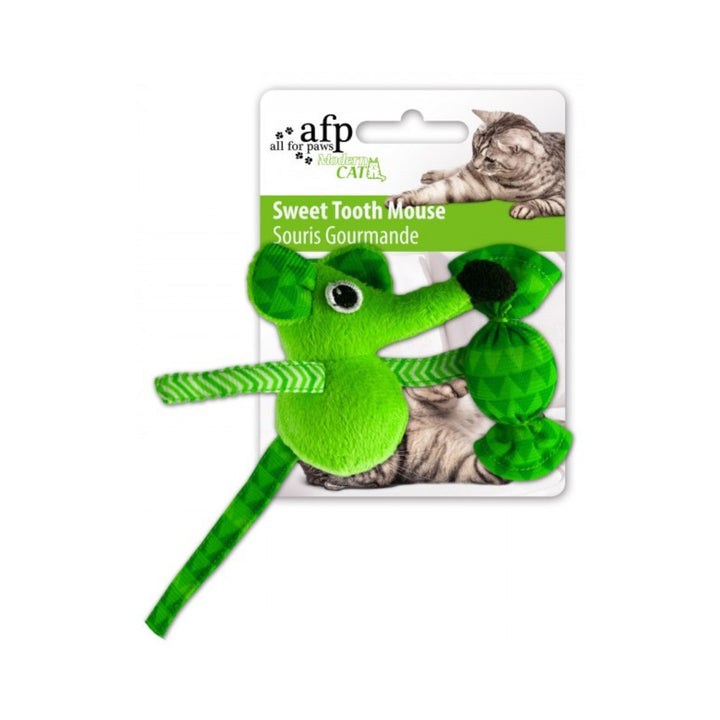 The All For Paws Sweet Tooth Mouse Cat Toy is a great choice for cats because of its crinkle sound and premium catnip - Green Color. 