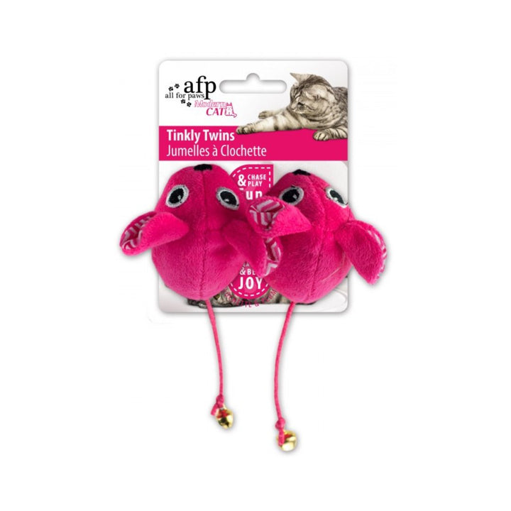 All For Paws Tinkly Twins Cat Toy is a great way to keep your feline entertained. Filled with catnip and has a tinkly bell on the tail. Your cat will love playing with these twins - Pink Color.