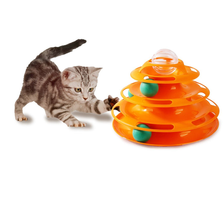 The All For Paws Tower of Tracks Cat Toy is designed to keep your furry friend mentally sharp, engaged, and entertained by stimulating their instincts -AD. 