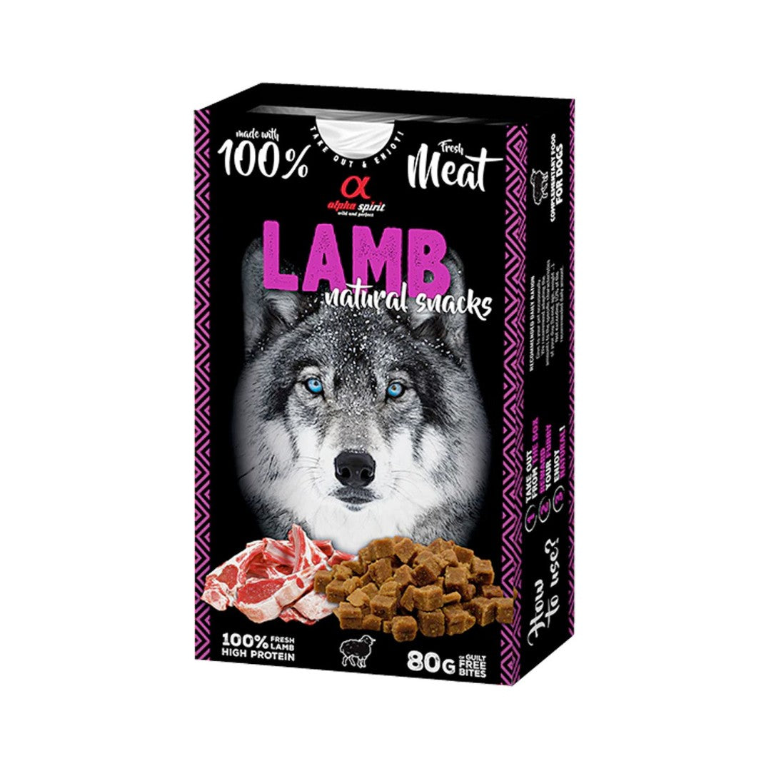 Alpha Spirit Lamb Dog Treats 80g pack