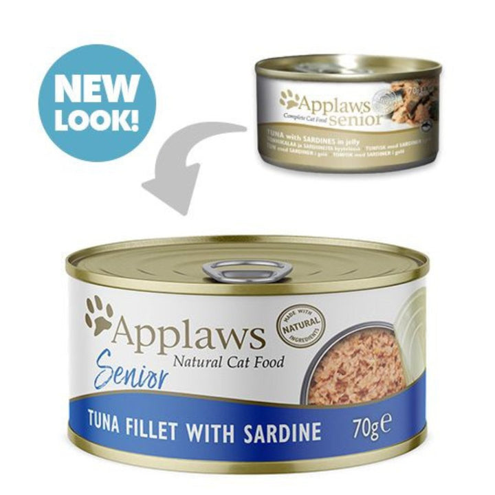 Applaws Senior Cat Food with Tuna and sardine is a complete food for senior cats, specially formulated to help senior cats maintain a healthy lifestyle New Look.