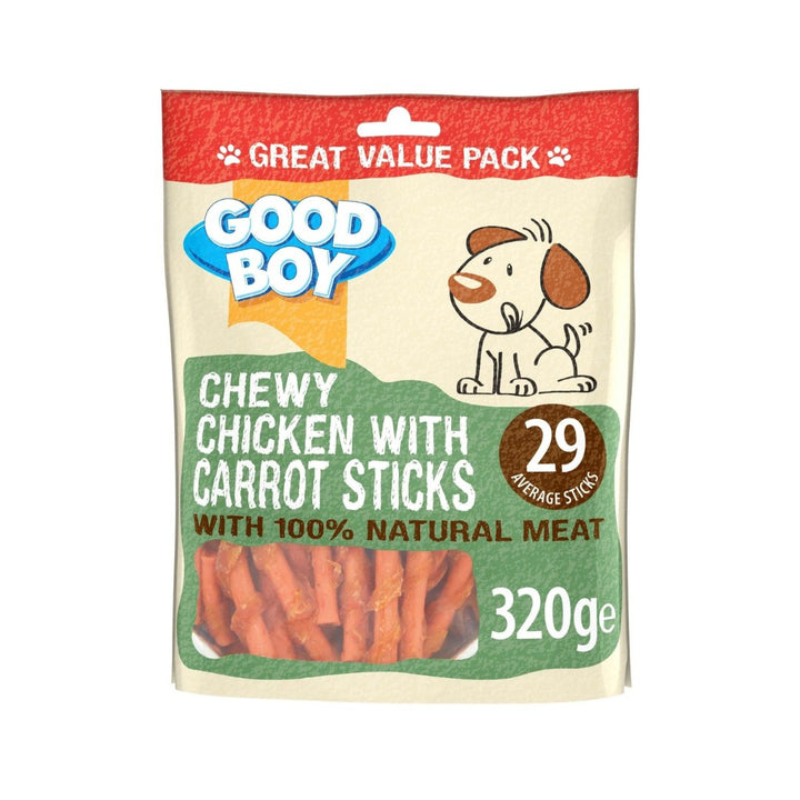 Armitage Chicken Carrot Stick Dog Treats is made with 100% natural chicken breast meat that will become your dog's new favorite snack - 320g.